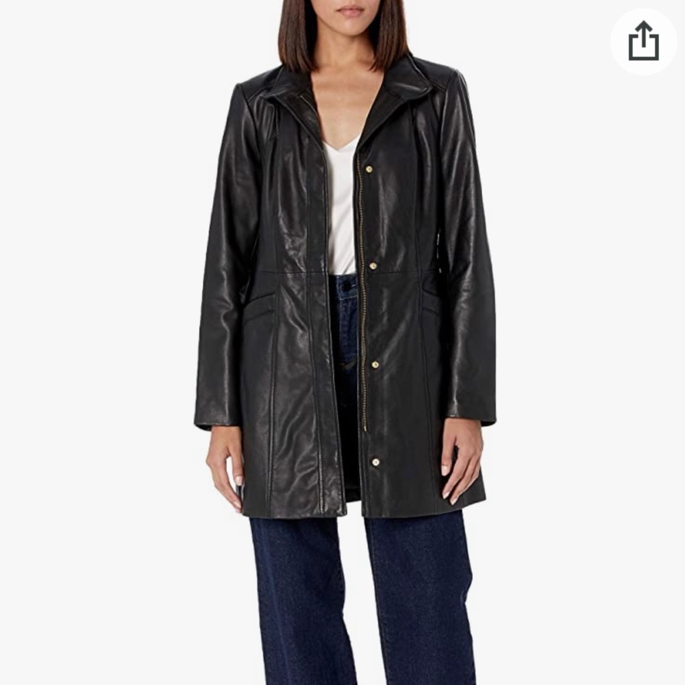Cole Haan genuine black leather coat